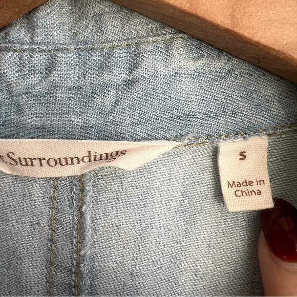 Soft Surroundings Small Rendezvous Tunic Top Light Denim Linen Chambray Pockets - Picture 7 of 12